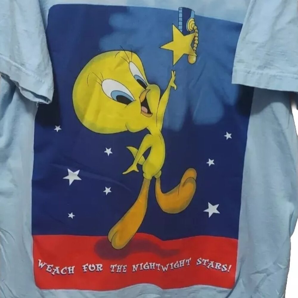 Tweety Bird Vintage 90s Night Shirt Looney Tunes Size Large -One size fits most